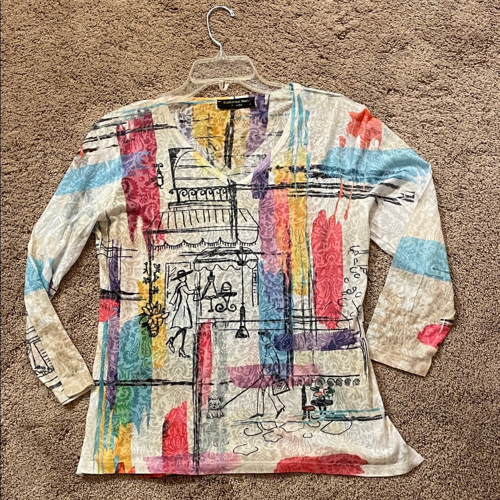 Katharina Marie top Artistic Multicolor Long Sleeve Tee